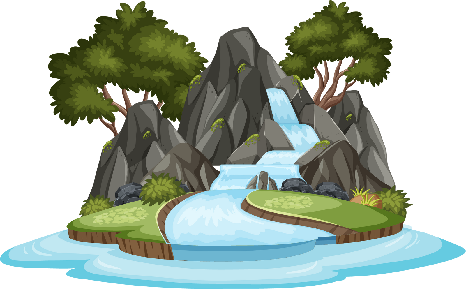 Waterfall, Tropical, Island, Jungle landscape