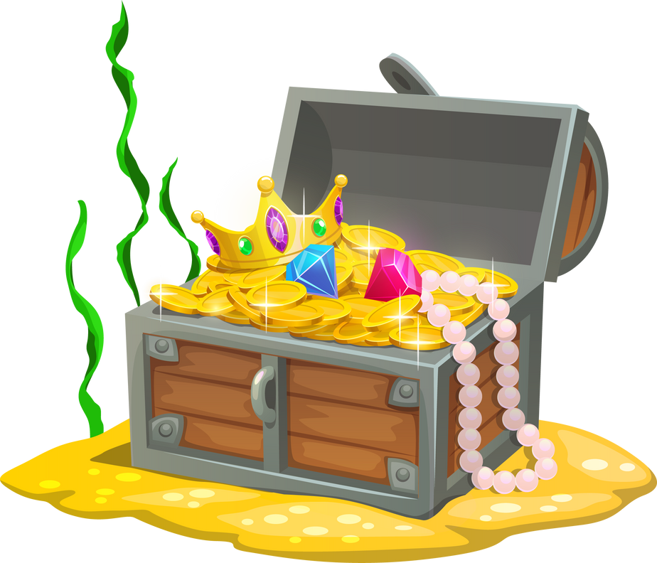 Underwater game cartoon treasure chest, ui asset